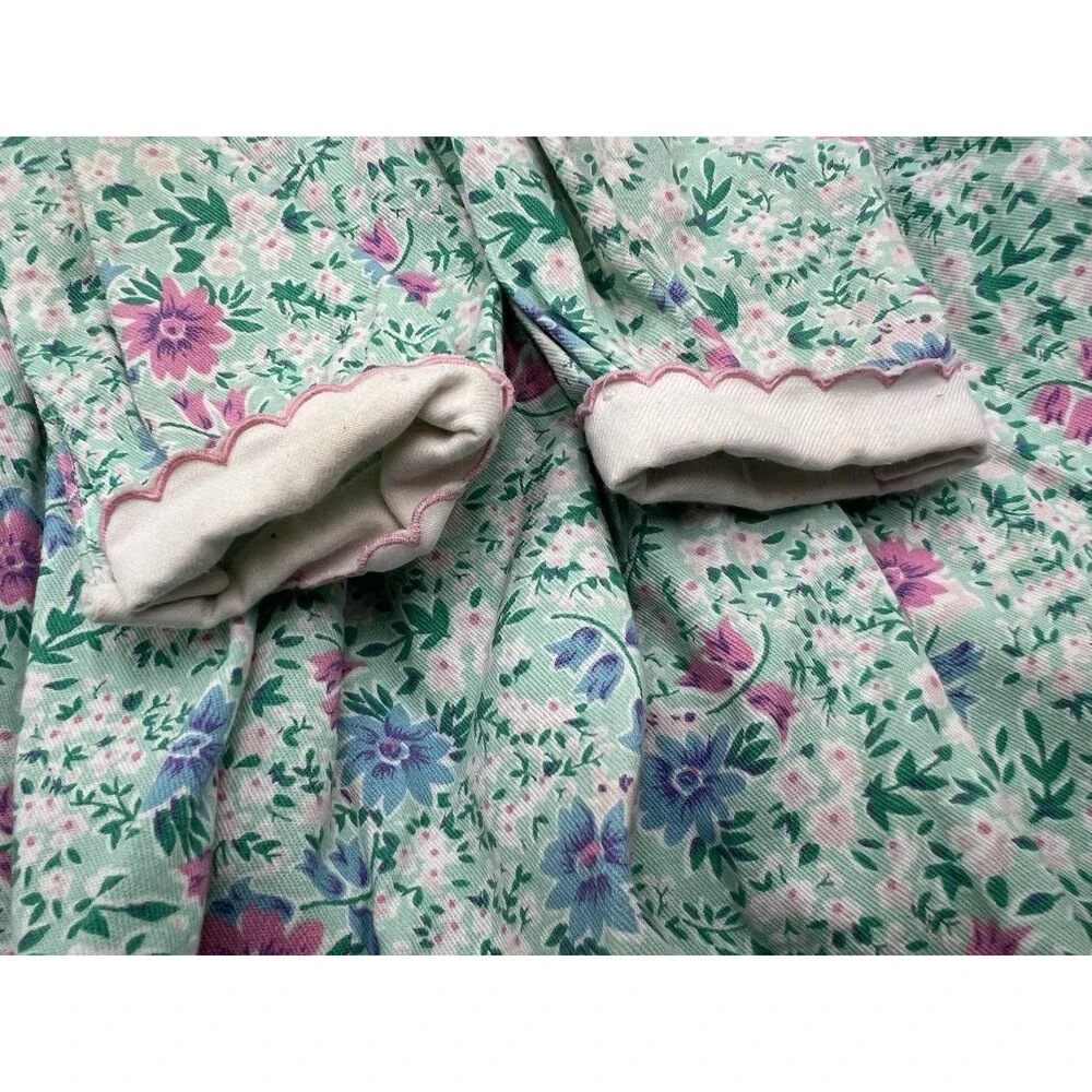 Vintage Rosey Kids Smocked Bishop Dress Girl 3T Blue Floral Embroidery